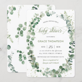Convites Eucalyptus Greenery Gênero Chá de fraldas neutro