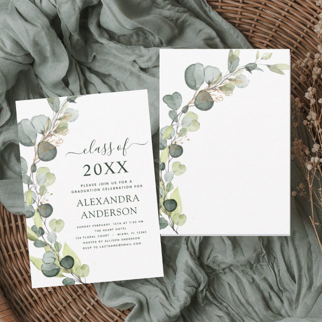 Convites Eucalyptus Greenery Graduation Classe De 2023 (Criador carregado)