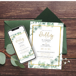Convites Eucalyptus Greenery Impresso e Casamento Digital