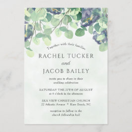 Convites Eucalyptus Greenery Marinho Blue Floral Casamento