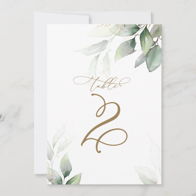 Convites Eucalyptus Greenery Mesa 2 Número da Mesa Casada (Frente)