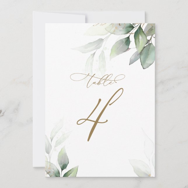 Convites Eucalyptus Greenery Mesa 4 Número da Mesa Casada (Frente)