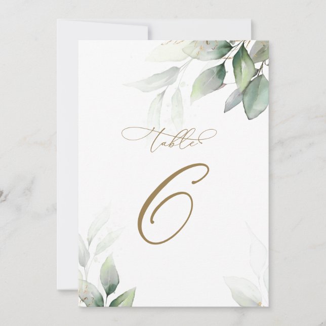 Convites Eucalyptus Greenery Mesa 6 Número da Mesa Casada (Frente)