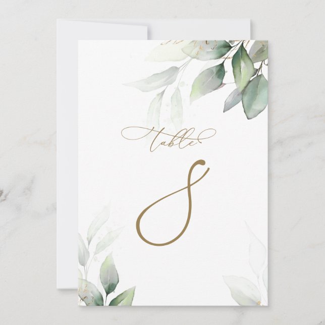 Convites Eucalyptus Greenery Mesa 8 Número da Mesa Casada (Frente)