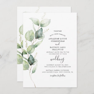 Convites Eucalyptus Greenery Modern Wedding