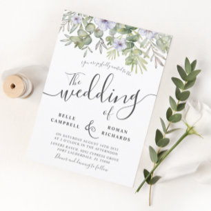 Convites Eucalyptus Greenery & Purple Floral Casamento Russ