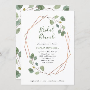 Convites Eucalyptus Greenery Rosa Dourado Geo Bridal Brun