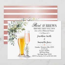 Convites Eucalyptus Greenery Rosa e Brews Janto de ensaio