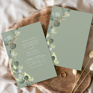 Convites Eucalyptus Greenery Sage Casamento Elegante Verde