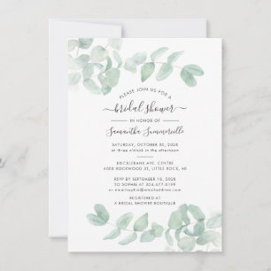 Convites Eucalyptus Greenery Script Chá de panela Botânico