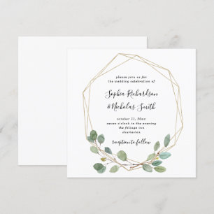 Convites Eucalyptus Greenery Simples   Casamento Geométric