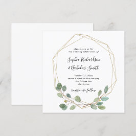 Convites Eucalyptus Greenery Simples | Casamento Geométrico