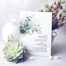 Convites Eucalyptus Greenery Succulents e Silver Wedes