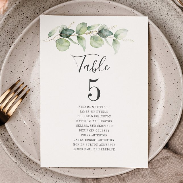 Convites Eucalyptus Greenery Tabela Número 5 Casamento (Eucalyptus Wedding Table Number Card)