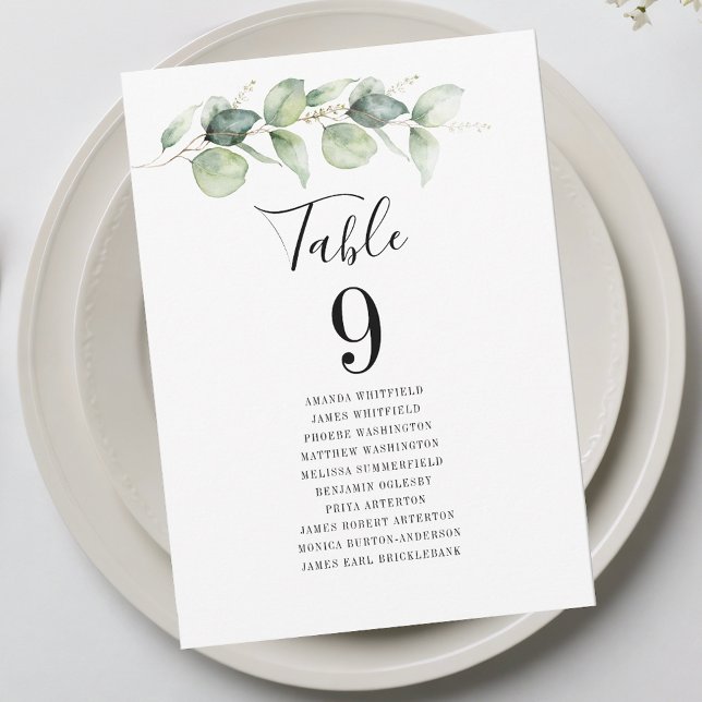 Convites Eucalyptus Greenery Tabela Número 9 Casamento (Eucalyptus Greenery Table Number 9 Wedding Seating)