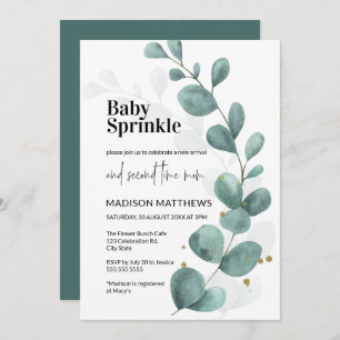 Convites Eucalyptus Greenery Watercolor Baby Sprinkle