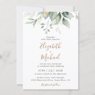 Convites Eucalyptus Greenery Watercolor Código QR Casamento