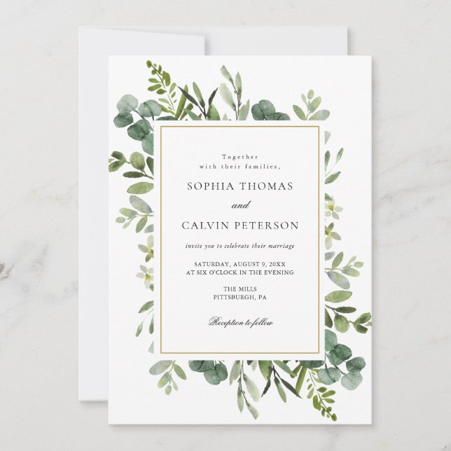 Convites Eucalyptus Greenery Wedding (Frente)