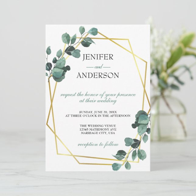 Convites Eucalyptus Greenery Wedding (Em pé/Frente)