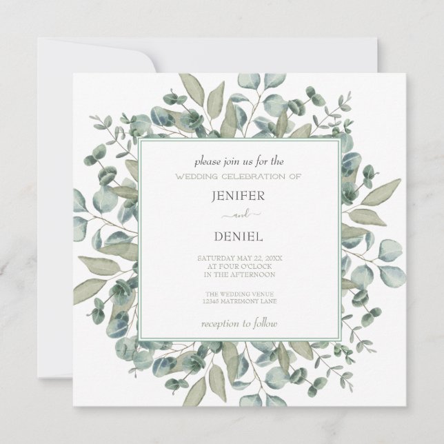 Convites Eucalyptus Greenery Wedding (Frente)