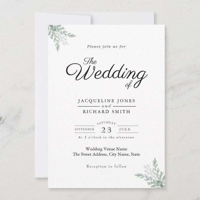 Convites Eucalyptus Greenery Wedding (Frente)