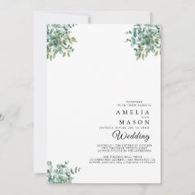eucalyptus greenery wedding Invitation
