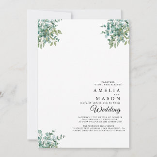 Convites eucalyptus greenery wedding Invitation