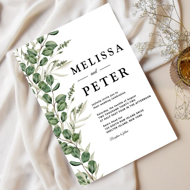 Convites Eucalyptus Handwrite Wedding (Criador carregado)