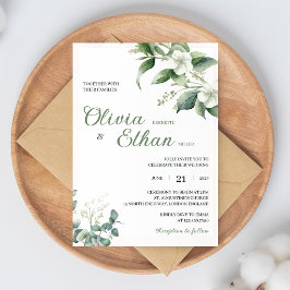 Convites Eucalyptus Jasmine Botanical Wedding Invitation