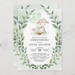 Convites Eucalyptus Lamb Baby Sheening Baptism