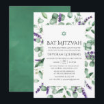 Convites Eucalyptus Lavanda Greenery Bat Mitzvah<br><div class="desc">Um convite de morcego mitzvah verde de prata verde-folha com tipografia escrita projetada para ser rápida e facilmente personalizada de acordo com as especificações de seu evento.</div>