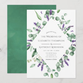 Convites Eucalyptus Lavanda Greenery Wedding