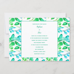 Convites Eucalyptus Leaf Art Green Teal Dusty Casamento Azu