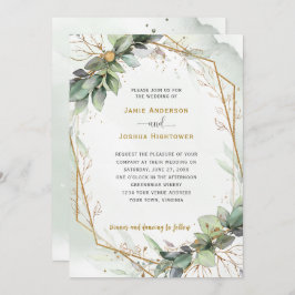 Convites Eucalyptus Ouro Greenery Wedding