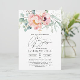 Convites Eucalyptus Peony Poppy Flores Atravessam Batismo