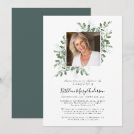 Convites Eucalyptus Photo Celebration of Life Memorial