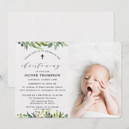 Convites Eucalyptus Photo Christening