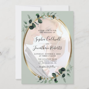 Convites Eucalyptus Photo QR Code RSVP Sage Weding