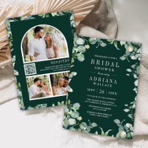 Eucalyptus QR Code Emerald Green Bridal Shower