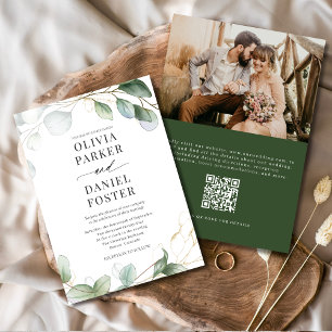Convites Eucalyptus QR Code Foto Greenery Casamento