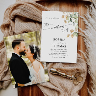 Convites Eucalyptus Russo Elegante Deixa Casamento Fotográf