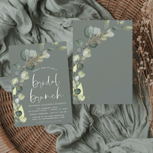 Convites Eucalyptus Sage Green Bridal BrunChá (Criador carregado)