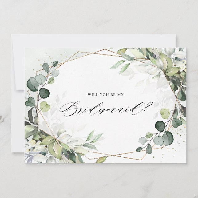 Convites Eucalyptus Sage Greenery Bridesmaid Proposta (Frente)