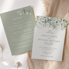 Convites Eucalyptus Sage Verde Tudo em Um Casamento
