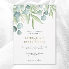 Convites Eucalyptus Sage Watercolor Casamento Verde Invita