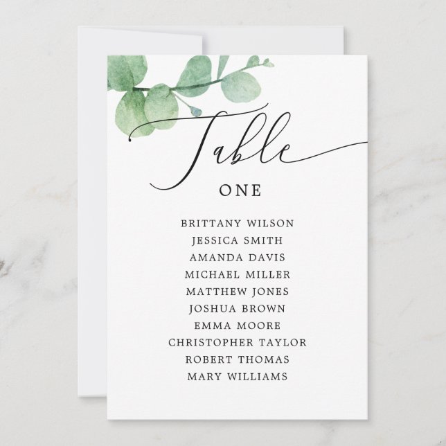 Convites Eucalyptus Seating Chart Sign | Outdoor Wedding (Frente)