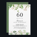Convites Eucalyptus Simple Brown Floral 60ª Festa de aniver<br><div class="desc">Este simples convite de aniversário floral marrom do eucalipto 60º é perfeito para uma festa de aniversário moderna. A design apresenta lindas folhas verdes de eucalipto pintadas artesanalmente,  dispostas em formas geométricas,  inspirando beleza natural.</div>