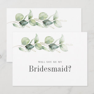 Convites Eucalyptus Succulto Be My Bridesmaid Card