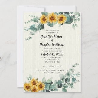 Convites Eucalyptus Sunflower Invitation