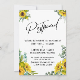 Convites Eucalyptus Sunflower Postpond Wedding Card